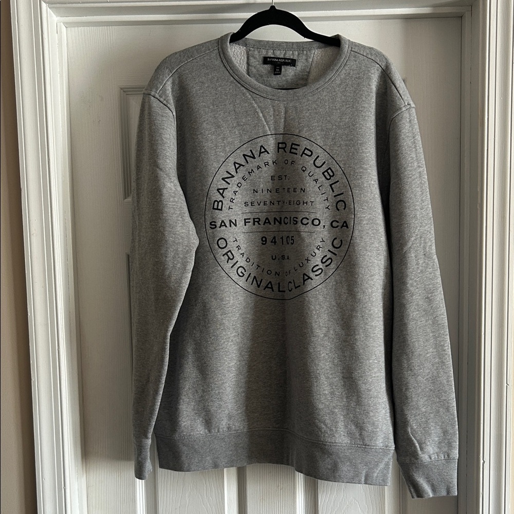 Banana Republic Gray Crewneck with Circular Logo